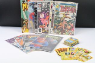 Collection of various comics and Pokemon Wizards Of The Coast cards to include 14 x comics featuring