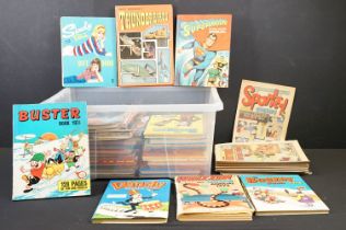 Collection of vintage annuals, comics and ephemera to include Sparky comics, Superman, Thunderbirds,