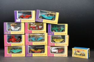 12 Boxed Matchbox Models of Yesteryear to include Y6 1913 Cadillac (box missing end flap), vg unless