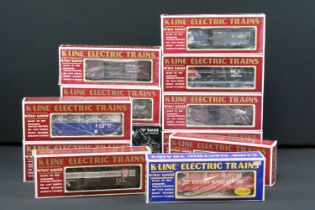 12 Boxed K Line Electric Trains O gauge items of rolling stock to include K637-1931 Reading Tank Car