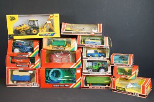 Collection of 15 boxed Britains farming related diecast models to include 9578 Loader Wagon, 9547