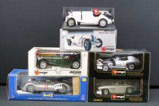 Collection of five boxed 1/18 scale diecast models to include 4 x Burago models featuring 1931