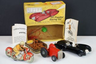 Schuco Moto-Dril 1006 tinplate clockwork model (no key) plus a boxed Jetex Jet Propelled Racing