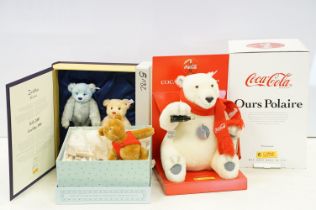 Collection of three boxed teddy bears to include 2 x ltd edn Steiff bears featuring 04357 Coca-