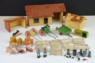 Small quantity of various Britains farming metal animals and farming accessories to include pigs,