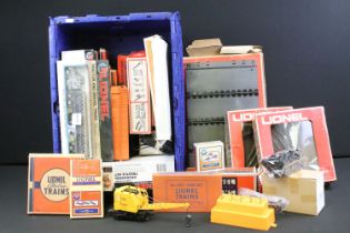 Collection of Lionel O gauge model railway to include 2 x boxed Graduated Trestle Set, boxed Tractor