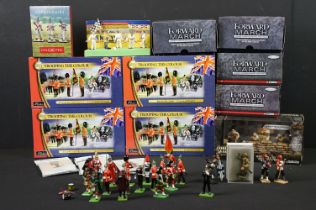 Collection of 14 boxed / carded / bagged metal figures to include 4 x Britains Trooping The Colour