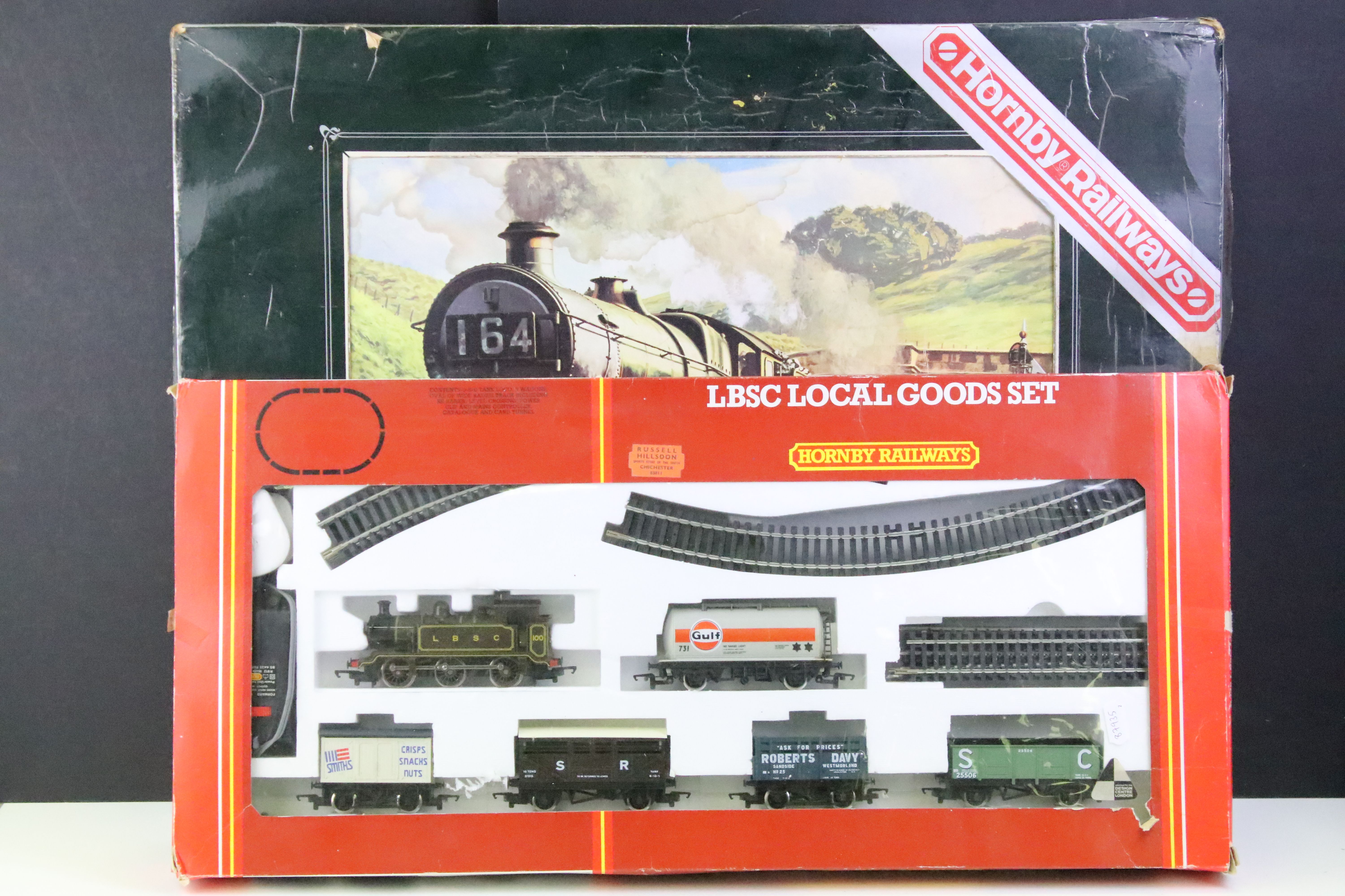 Two boxed Hornby OO gauge train sets to include R536 LBSC Local Goods Set and R687 Silver Jubilee