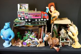 Collection of various toys and games to include 2 x Micro Machines trucks, Independence Day Alien Q