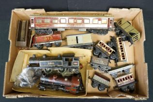 Group of early-mid 20th C O gauge model railway to include Marklin Mitropa coach, Hornby 2051 LMS