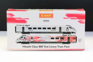 Boxed ltd edn Hornby OO gauge R3579F Hitachi Class 800 Test Livery Train Pack, complete