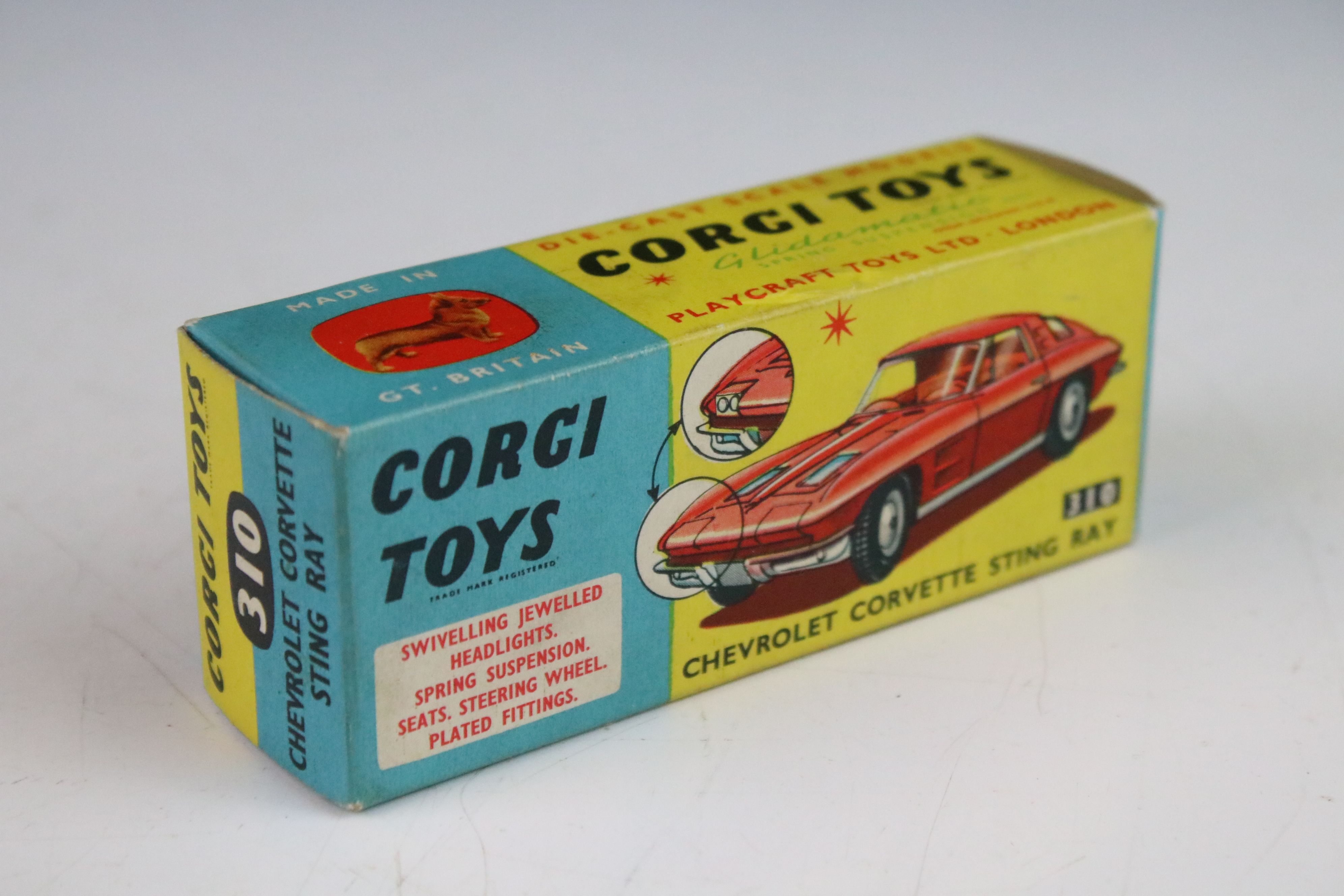 Three Corgi diecast models to include boxed 310 Chevrolet Corvette Sting Ray in metallic cerise with - Image 5 of 16