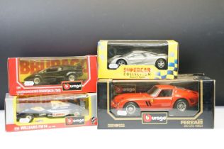 Four boxed 1/18 and 1/24 scale diecast models to include 3 x Burago diecast models featuring 1962