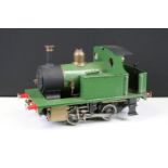 Live Steam 0-4-0 Locomotive in green livery, unmarked, well built, 3.5" gauge approx, vg condition