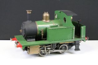 Live Steam 0-4-0 Locomotive in green livery, unmarked, well built, 3.5" gauge approx, vg condition