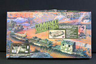 Boxed Lionel O gague 6-1355 Command Assault Train set, appears complete and vg