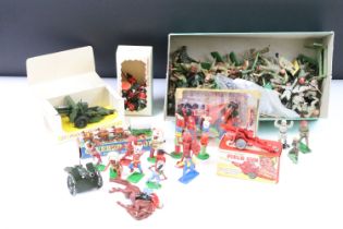 Collection of mid 20th C plastic and metal military & Wild West figures and accessories to include