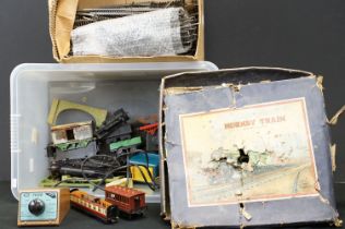 Collection of play worn OO & O gauge model railway to include boxed Hornby O gauge No 201 Tank Goods