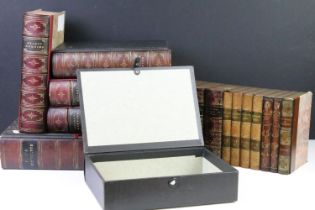 Collection of decorative book boxes, each with faux leather spines and gilt lettering including