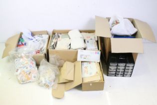 Large collection of British and world stamps on envelopes together with a collection of loose