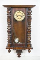 Late 19th / early 20th century Vienna style wall clock, the dial with black Roman numerals, the case