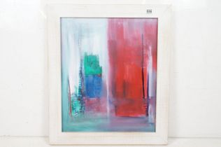 Judy Conway (20th century) Oil on Canvas Abstract Composition in vivid hues, gallery label on verso,