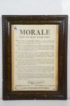 Morale, How to Play Your Part, poster, 53.5 x 34cm, framed and glazed