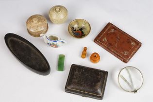 Group of artefacts, including an Indian soapstone bowl painted with an elephant & two Indian