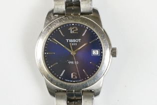 A gents Tissot 1853 PR 50 Swiss made wristwatch, quartz movement, blue dial, date function to 3 o'