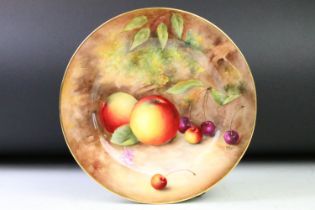 W. Bee for Royal Worcester - A 20th Century cabinet plate with hand painted still life fruit