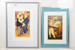 Beryl Cook (1926 - 2008), Dirty Dancing, colour print, 62.5 x 40cm together with Drinkies, colour