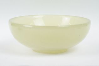 Carved & polished green alabaster / hardstone bowl of circular form, diameter approx 12cm