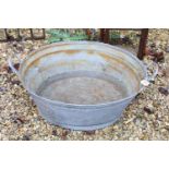 Large Galvanised Oval Wash Bath / Garden Planter