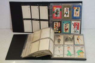 Collection of early 20th century postcards contained within two albums, mainly glamour themed