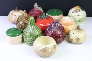 Collection of mostly Sylvac mid 20th Century vegetable pots to include tomato, onio, coleslaw,