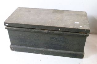 Victorian Pine Tool Box or Chest, the hinged lid opening to two fitted lift out tool trays, 40cm