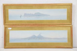 Rosa Corelli (1800 -) - Two watercolour on paper paintings depicting the Isle of Capri and Mount