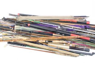 A vary large collection of vintage and contemporary fishing rods to include split cane examples.
