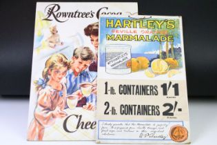 Advertising - Two card shop display signs to include Rowntree's Cocoa and Hartley's Marmalade,