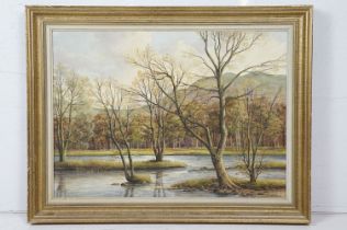 S G Anderson (20th century) Oil on Canvas titled ' Trees on the edge of Lake Rydal Cumbria ', 40cm x