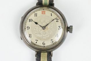 Joseph Walton & Co Silver WWI period wristwatch with military dial