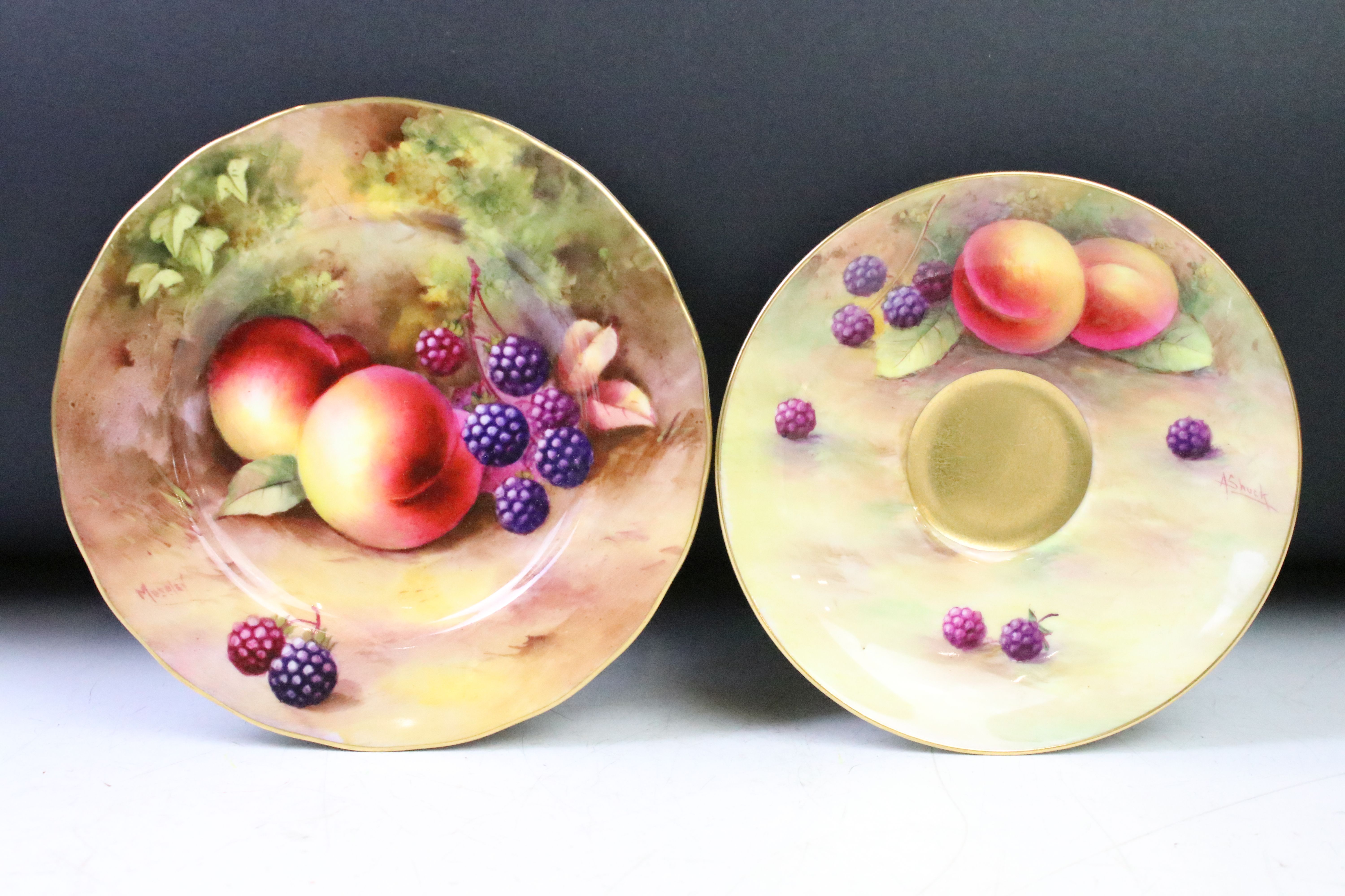 20th Century Royal Worcester hand painted cabinet teacup with hand painted fruit decoration of - Image 2 of 5