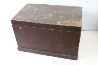 Victorian Pine Tool Box or Chest, the hinged lid opening to a loose tool tray, 50cm high x 81cm wide