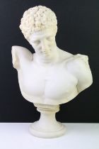 Hermes resin bust of classical presentation, raised on a pedestal base, measures approx 51cm tall