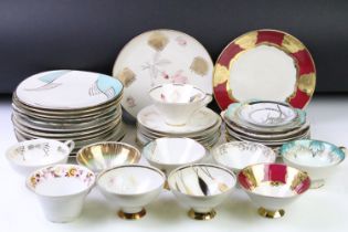 Collection of assorted 20th Century cups and saucer trios, mostly by Bavarian makers in a range of