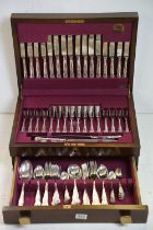 A Warris canteen of silver plated cutlery to include carving set.