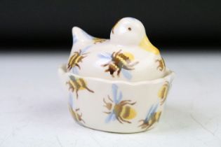 A Emma Bridgwater Bumble Bee pattern duck on nest egg coddler (First), stands approx 8cm in height