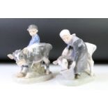 Two Royal Copenhagen porcelain figure groups, designed by Christian Thomsen, to include a girl and