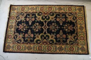 Woodpile Rug, Indian Jaipur Tea-washed, all over floral pattern with surrounding gold border,