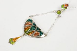 Silver and Enamel Pendant Necklace